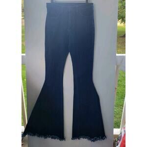 Altar'd State Women's‎ Statement Flare Raw Hem Blue Jeans SZ M Boho Hippie